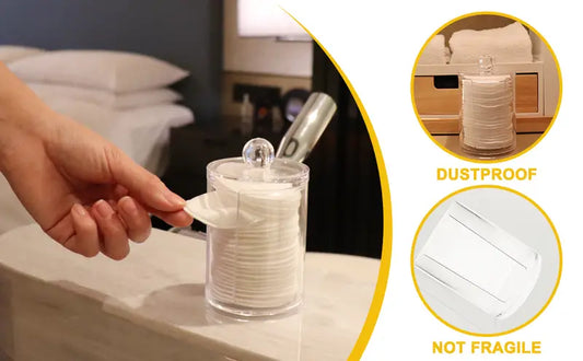 Acrylic Cotton Pad Holder – Clear Storage Shelf with Lid