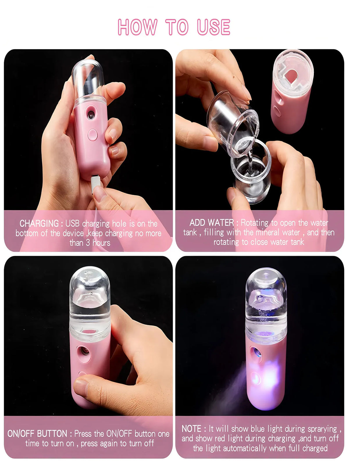 Portable USB Facial Mist Sprayer – Rechargeable