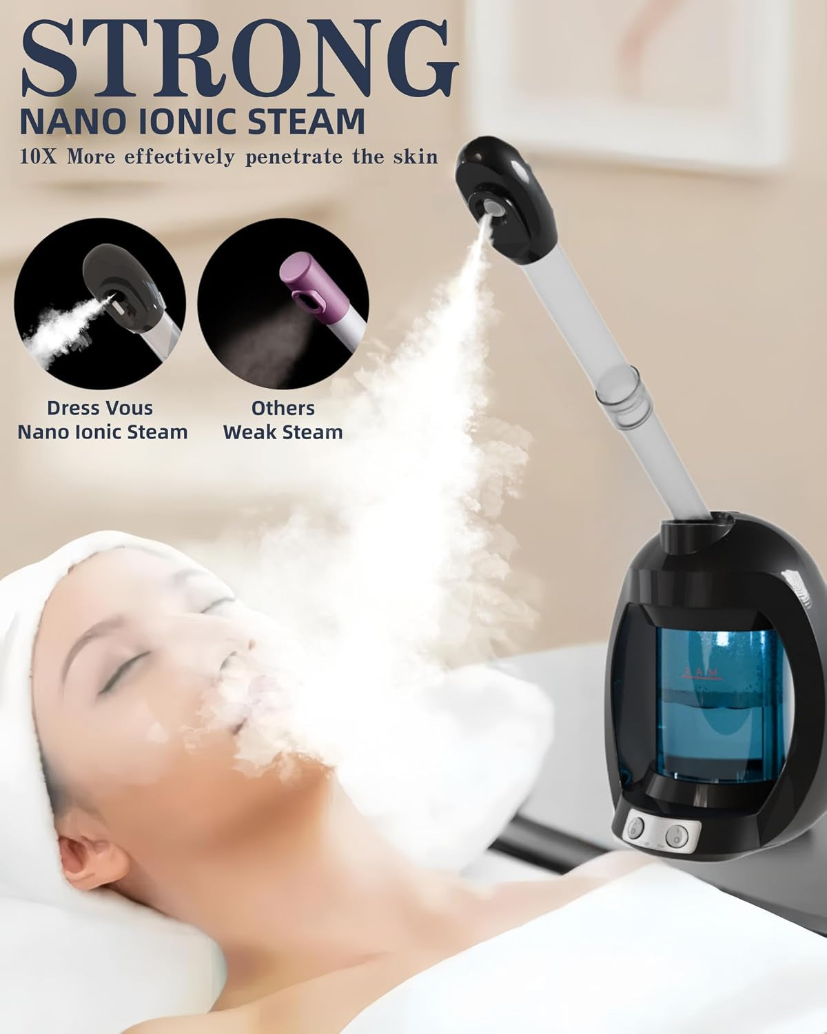 Professional Nano Ionic Facial Steamer – Warm Mist Spa Face Steamer