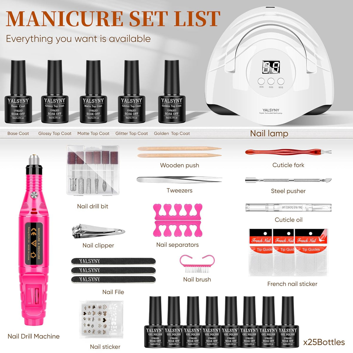 25-Color Gel Nail Polish Starter Kit with UV Nail Lamp – Soak-Off Gel Manicure Set