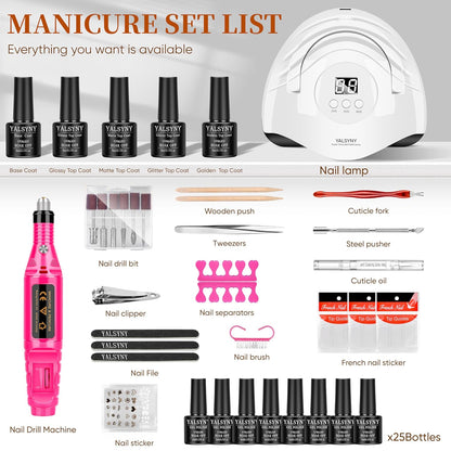25-Color Gel Nail Polish Starter Kit with UV Nail Lamp – Soak-Off Gel Manicure Set