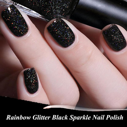 Iridescent Black Glitter Gel Nail Polish – 10ml