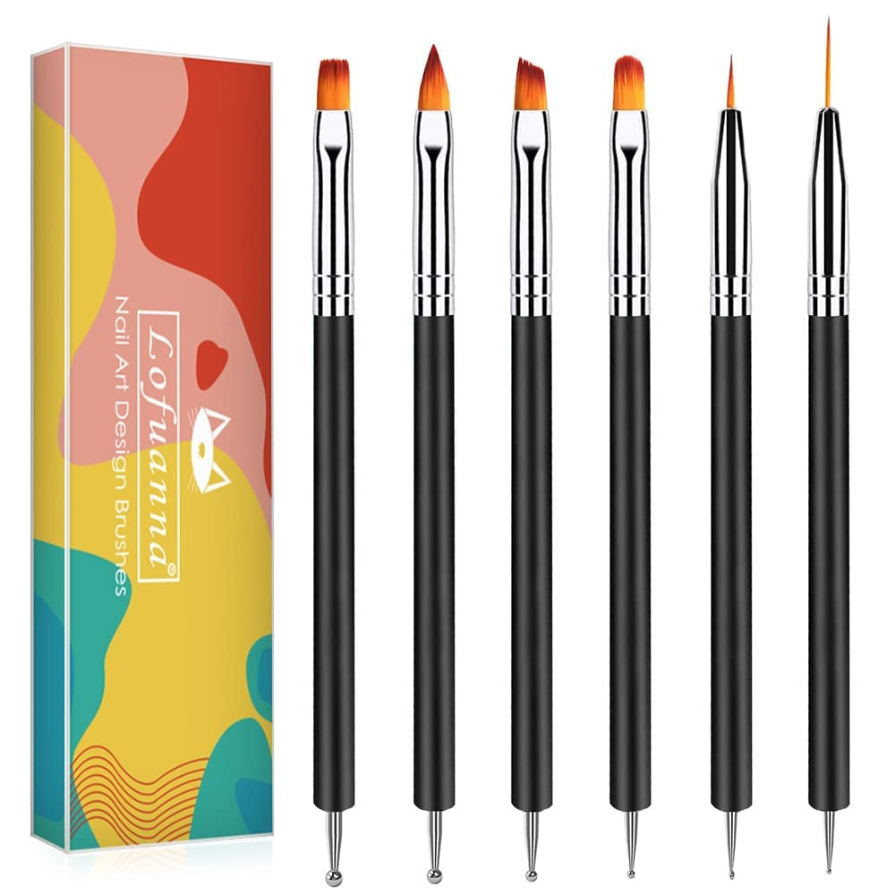 Double-Ended Nail Art Brush Set, 6 Pieces