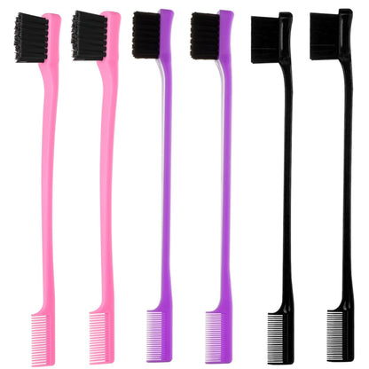 6-Pack Double-Sided Edge Control Hair Brush Set – Slick-Back Styling Brushes