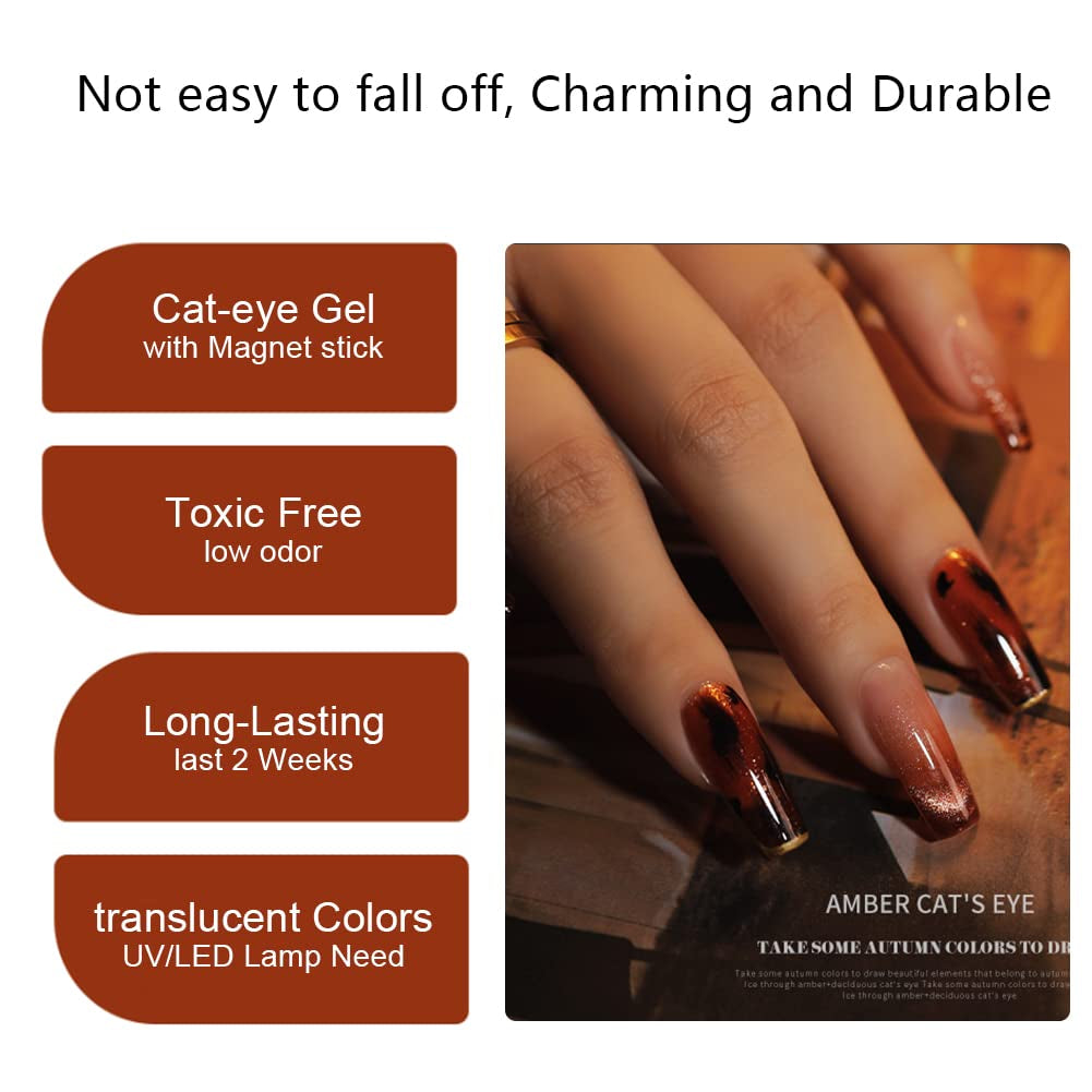 Cat Eye Magnetic Gel Nail Polish Set – 6 Colors with Magnetic Stick