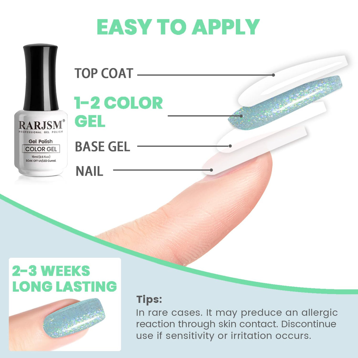 Mermaid Blue-Green Glitter Gel Nail Polish – 15ml