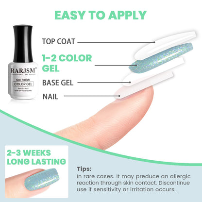 Mermaid Blue-Green Glitter Gel Nail Polish – 15ml