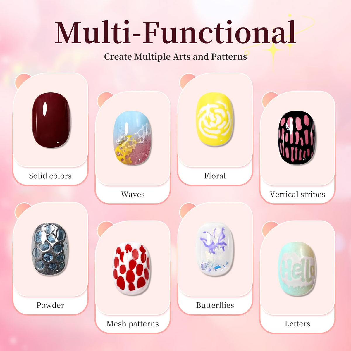 Poke Gel Nail Polish Set 8 Colors with Base Coat and Top Coat
