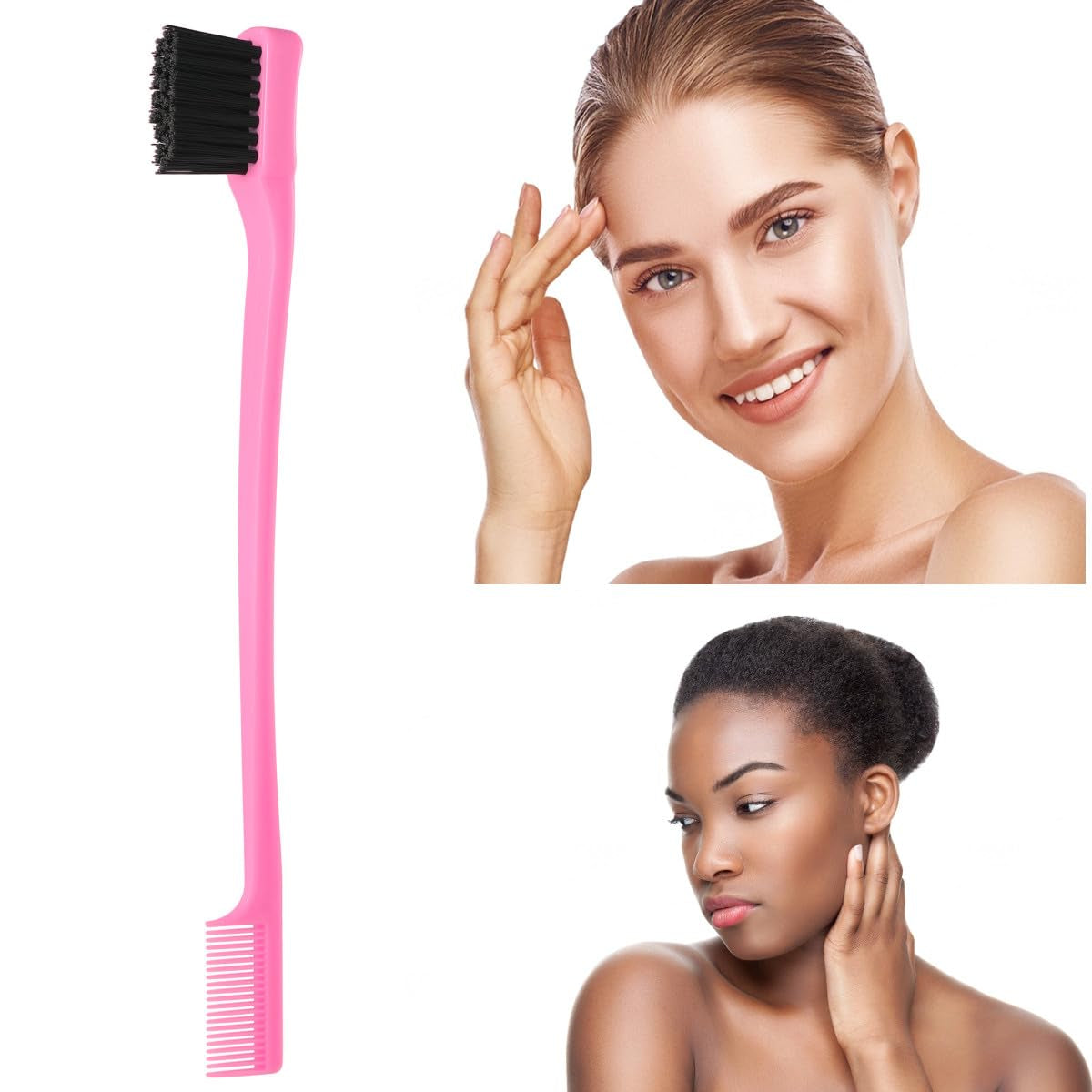 6-Pack Double-Sided Edge Control Hair Brush Set – Slick-Back Styling Brushes