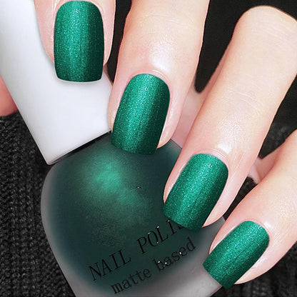 Velvet Emerald Matte Green Nail Polish – Quick-Dry Shimmery Forest Green Nail Lacquer