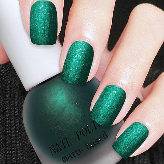 Velvet Emerald Matte Green Nail Polish – Quick-Dry Shimmery Forest Green Nail Lacquer