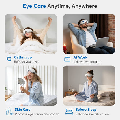 Eye Massager with Heat, Heated Massage Eye Mask with Bluetooth Music | Vibration Massage for Eye Strain, Dry Eyes & Head Tension, Gifts for Women and Men