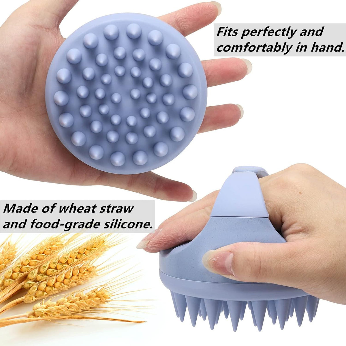 Silicone Scalp Massager Shampoo Brush – Soft Bristles, Blue
