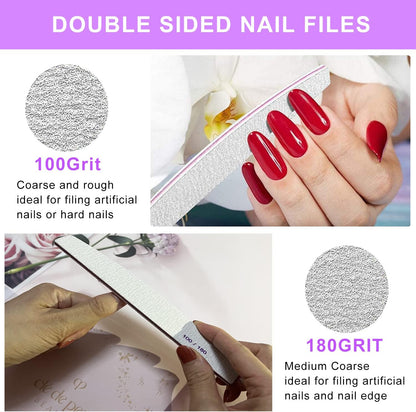 Nail File and Buffer Set – 20 Pcs, 100/180 Grit