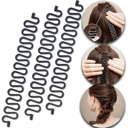 Hair Braiding Roller Set – 3 Pcs Twist Styling Tool with Hook and Bun Maker