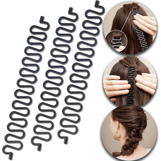 Hair Braiding Roller Set – 3 Pcs Twist Styling Tool with Hook and Bun Maker