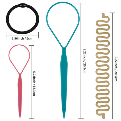Topsy Tail Hair Braiding Tool Set – French Braid and Ponytail Styling Loops