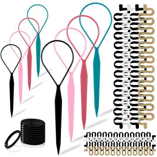 Topsy Tail Hair Braiding Tool Set – French Braid and Ponytail Styling Loops