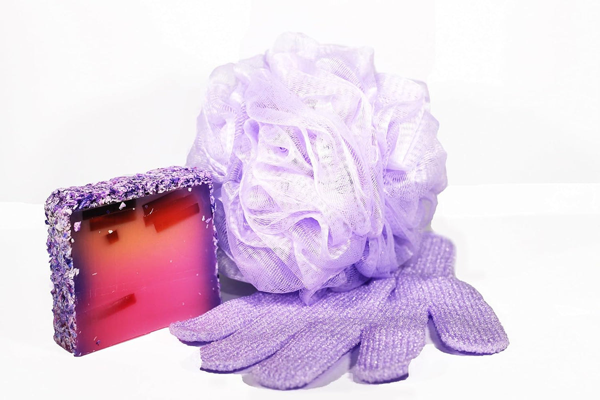 Exfoliating Bath Gloves – 4 Pack, Assorted Colors, Textured Shower Scrub Gloves