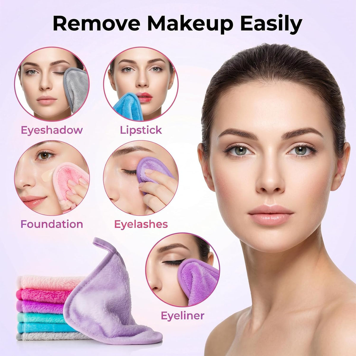 Reusable Microfiber Makeup Remover Cloths – 7 Pack, Mixed Colors