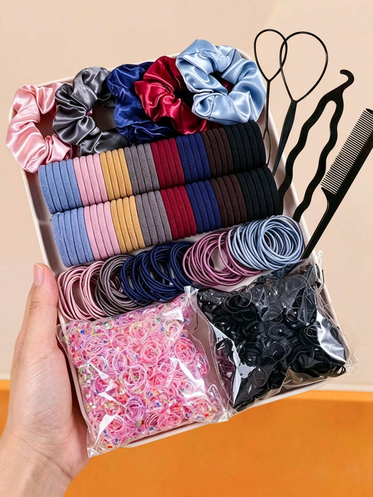 Hair Accessories Set with Scrunchies and Claw Clips