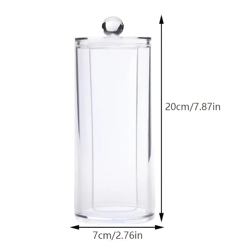 Transparent Round Cotton Pad Holder – Clear Bathroom Storage Box