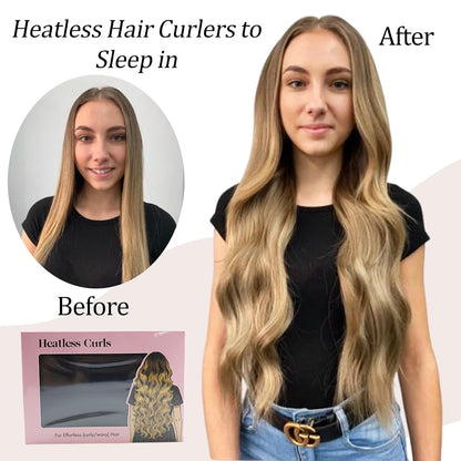 Heatless Curling Ribbon Set – Overnight Soft Hair Rollers with Clip