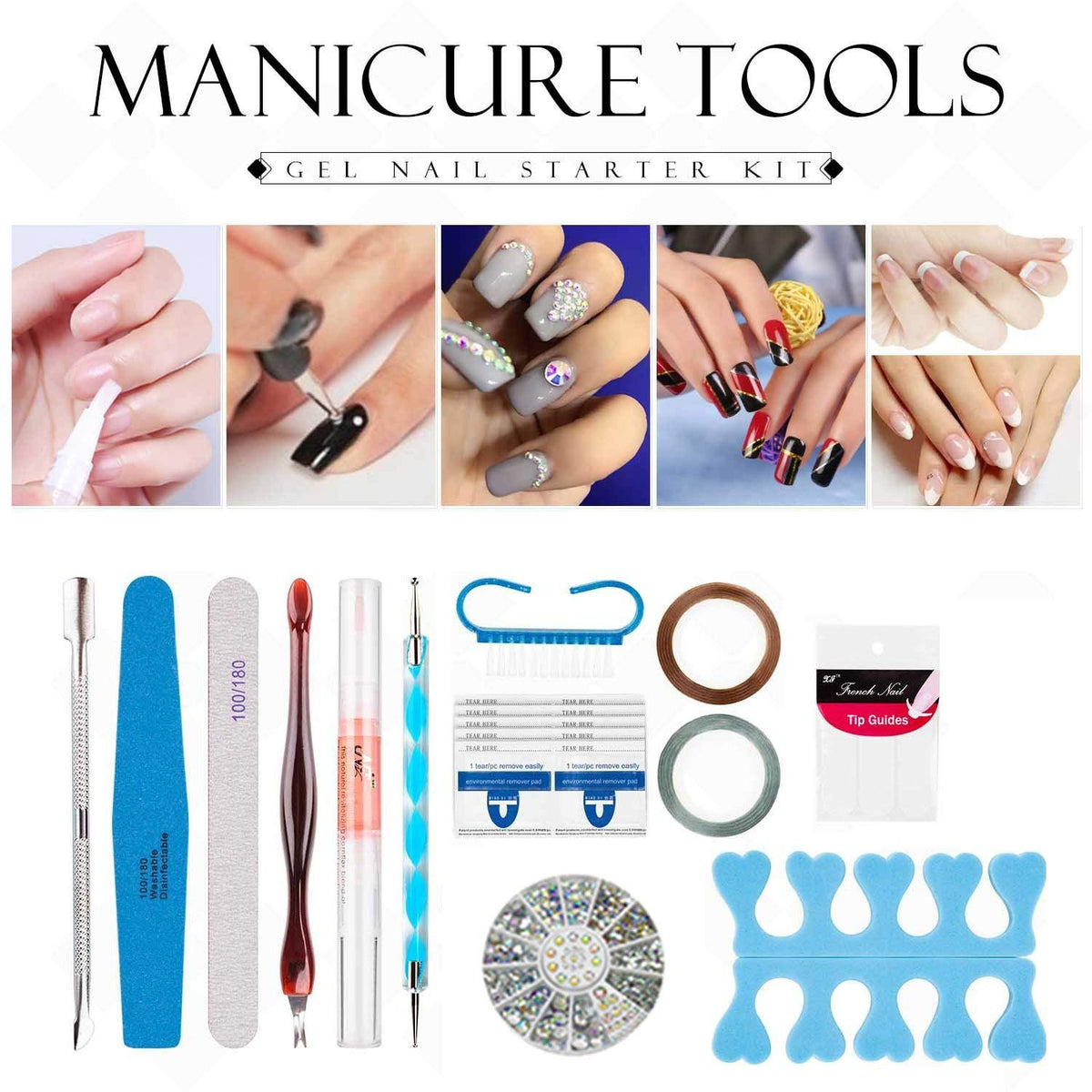 6-Color Gel Nail Polish Starter Kit – Base & Top Coat Set with 36W LED UV Nail Lamp and Manicure Tools