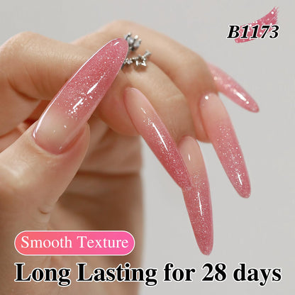 Light Pink Glitter Gel Nail Polish – Shimmer Reflective Soak-Off UV/LED Gel Color, 15 ml