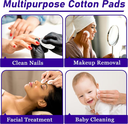 Round Cotton Pads – 300 Count, Soft Facial Cotton Rounds for Makeup Removal