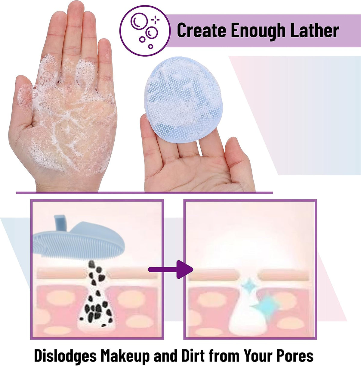 Silicone Facial Cleansing Brush – 4 Pack, Soft Manual Face Scrubber Pads