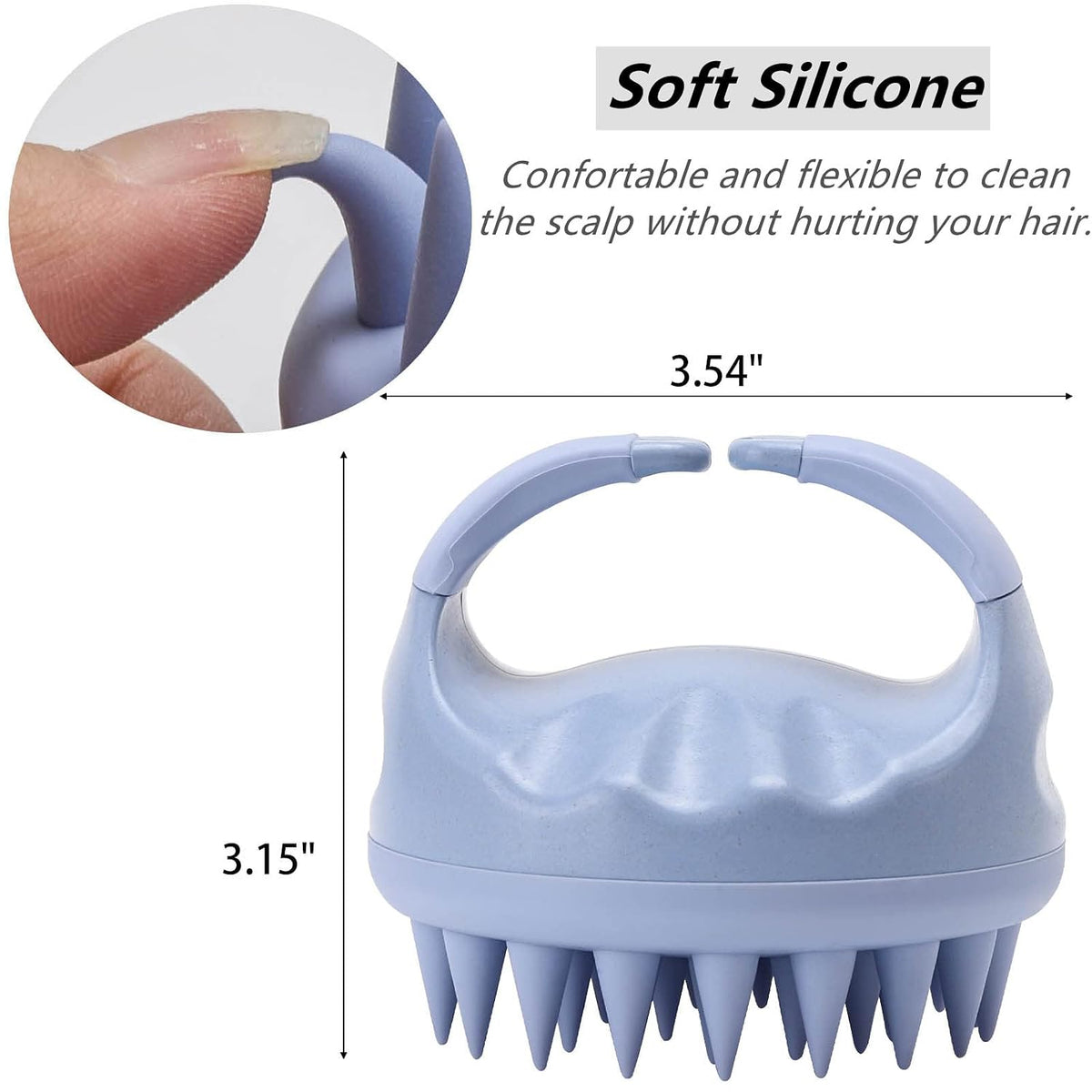 Silicone Scalp Massager Shampoo Brush – Soft Bristles, Blue