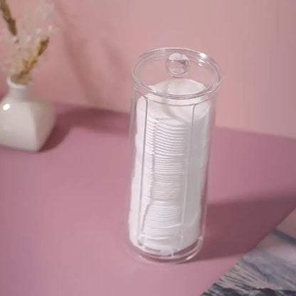 Transparent Round Cotton Pad Holder – Clear Bathroom Storage Box