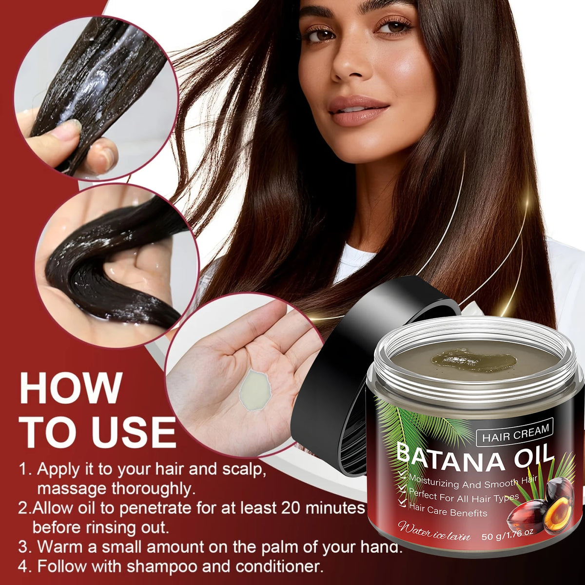 Natural Batana Oil Hair Cream Nourish Dry Hair Moisturizing