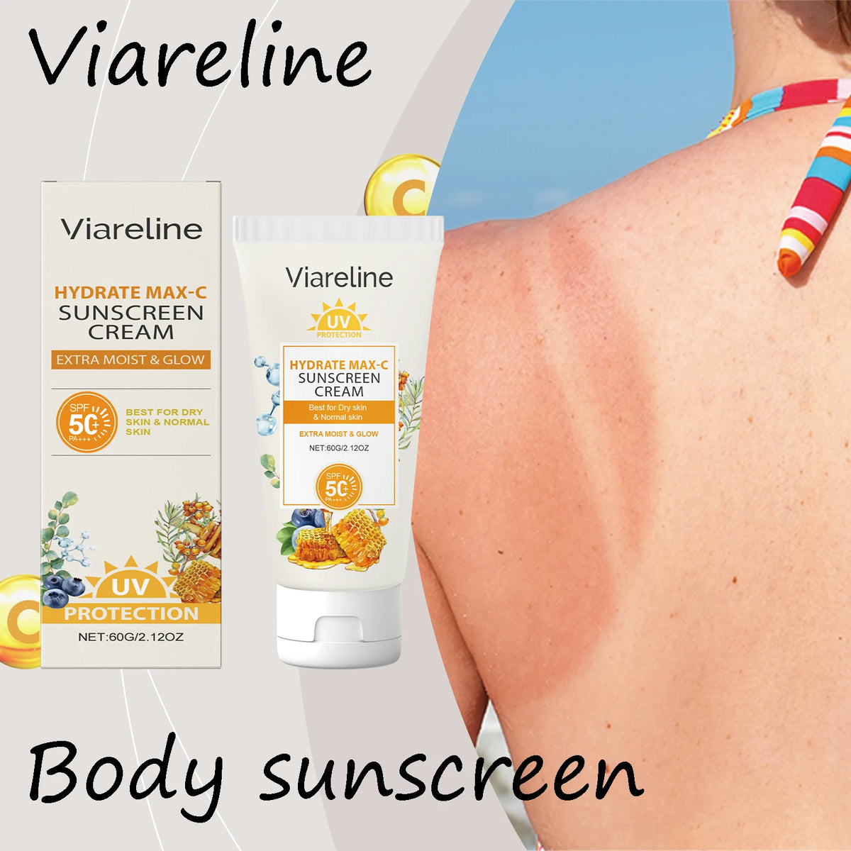 Viareline Sunscreen Cream Summer Moisturizing Gentle Soothing