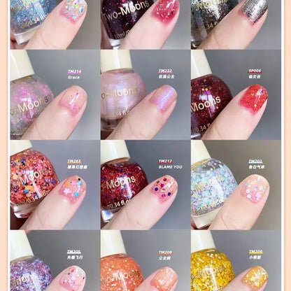 Two Moons 10ml Water-Based Peel Off Nail Glitter Nail Lacquer
