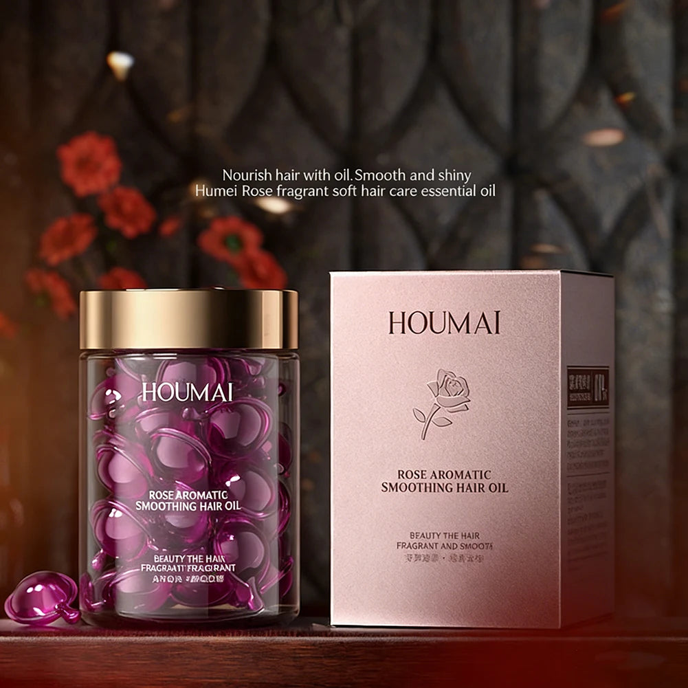 30 Capsules Rose Hair Essential Oil, Hair Vitamins Capsules