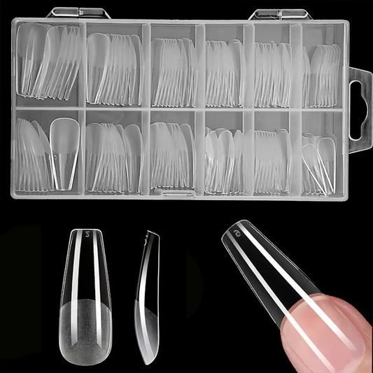 Matte Ballet Coffin Nail Tips – Long Transparent