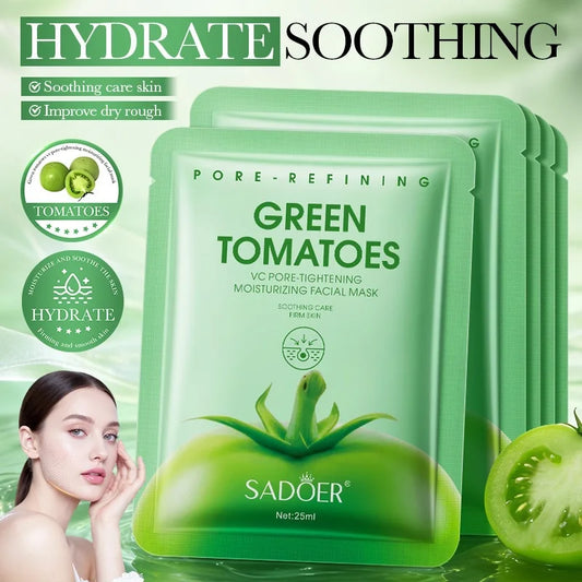 SADOER Green Tomatoes VC Facial Mask Hydrating Soothing Care