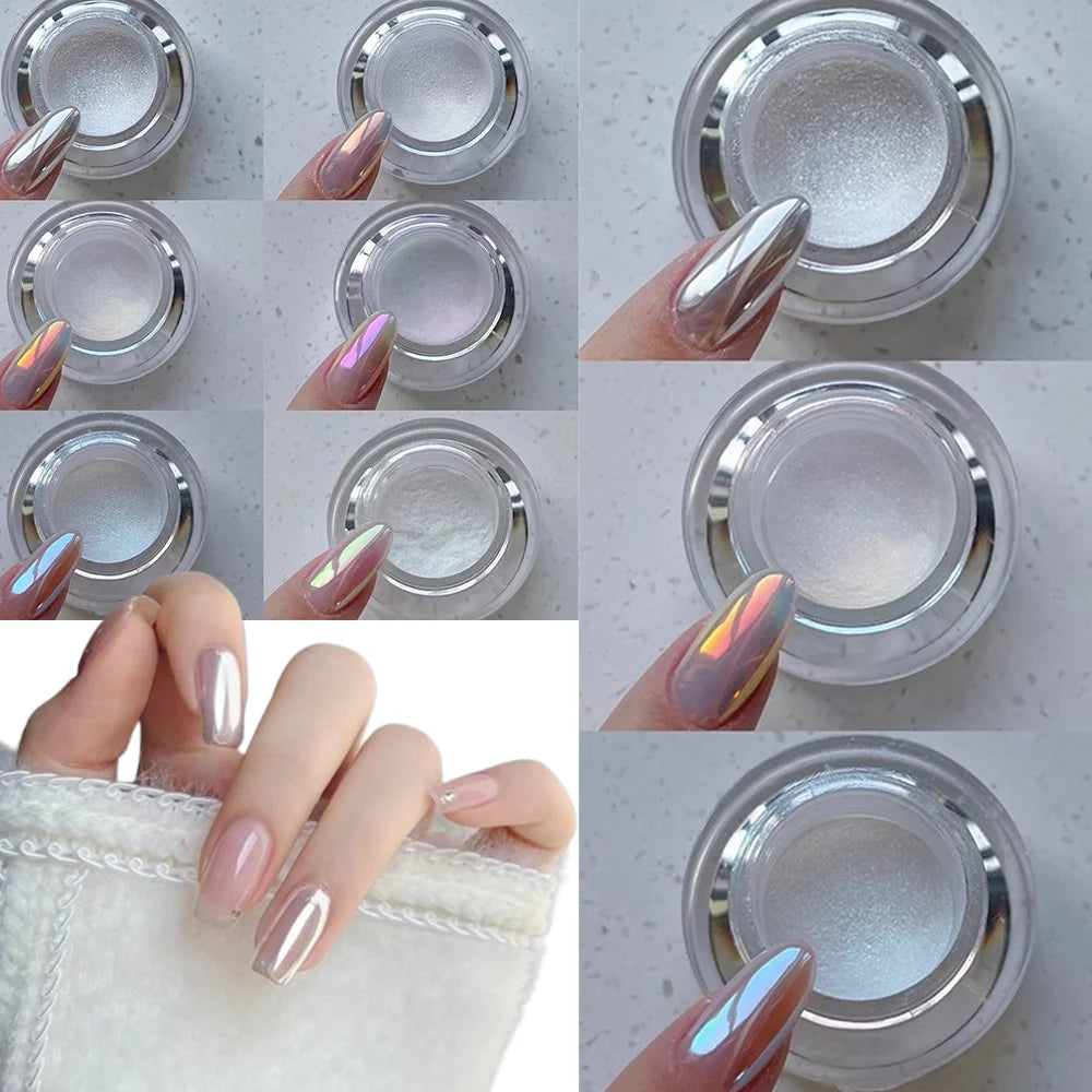 Moonlight White Aurora Chrome Nail Powder