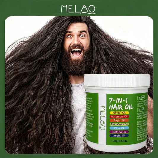 MELAO 7-in-1 Hair Oil, with Ginger, Rosemary, Argan Black Castor