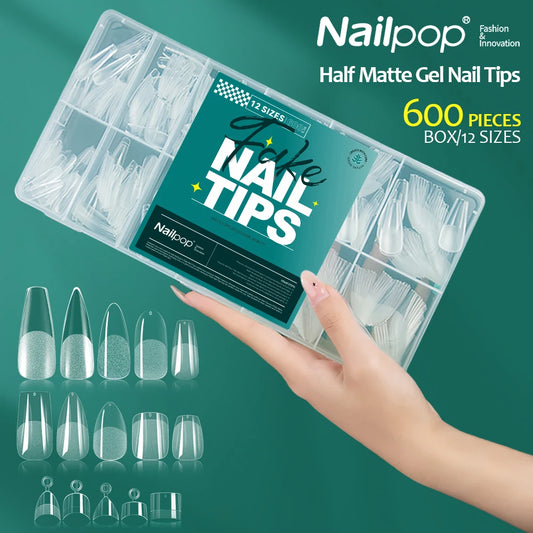 Soft Gel Nail Tips – 600 Pieces, Full Cover Coffin