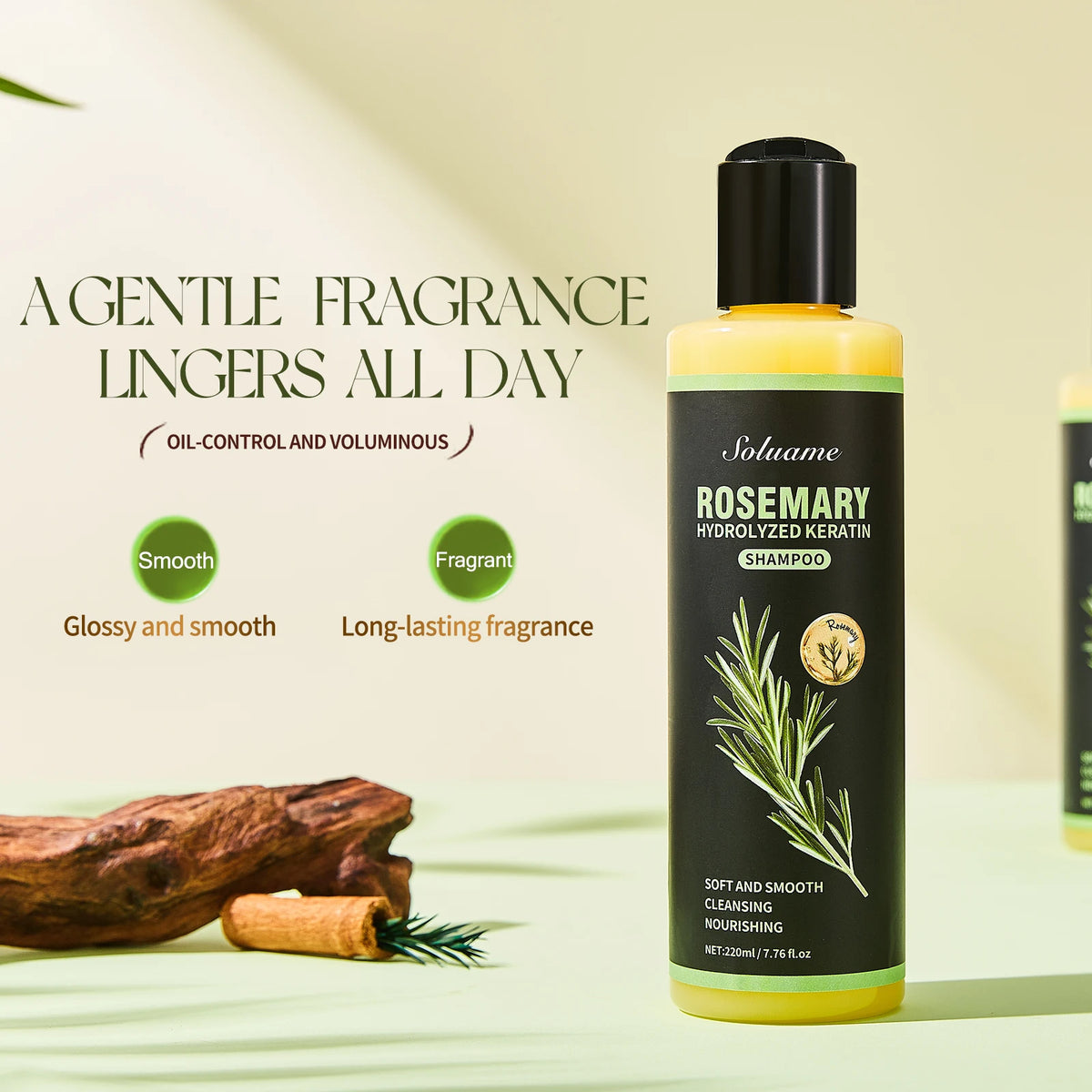 Rosemary Shampoo with Hydrolyzed Keratin - Soft, Smooth