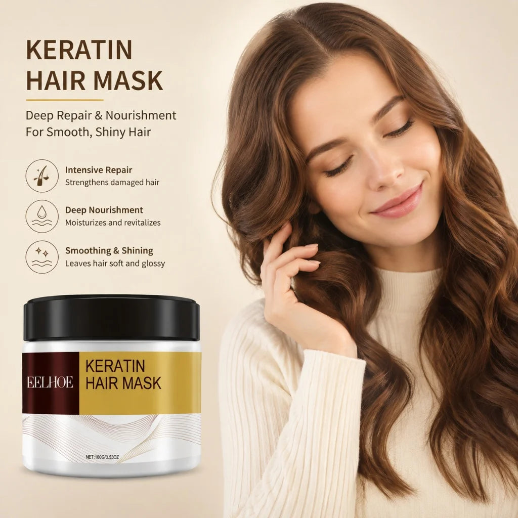 Keratin Hair Mask Argan Coconut Oil Collagen Repair Damaged Hair