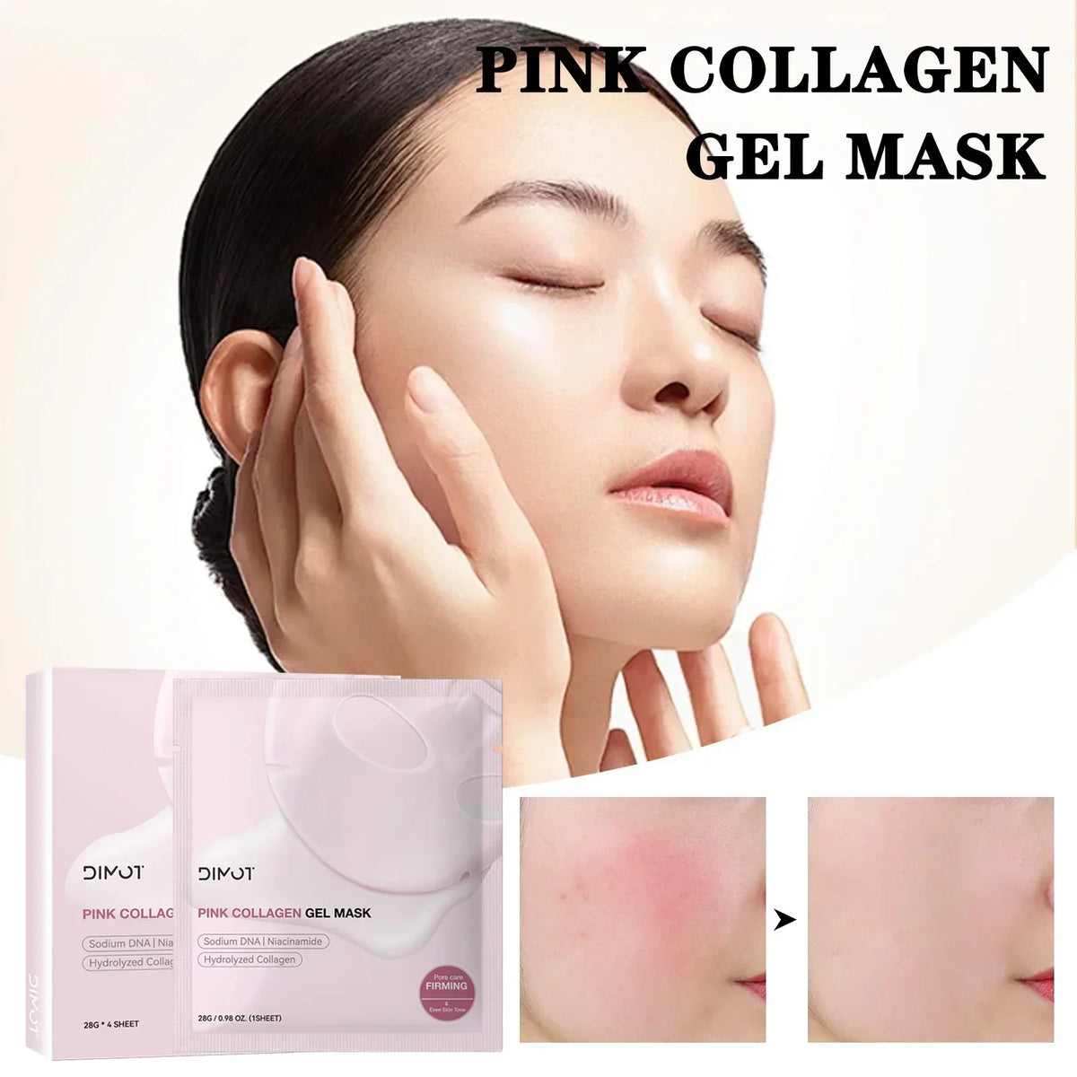 Hydrogel Collagen Face Mask Pink Jelly Sheet
