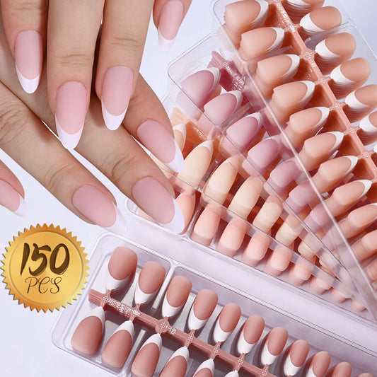 Pre-Made French Coffin Almond Press-On Nails