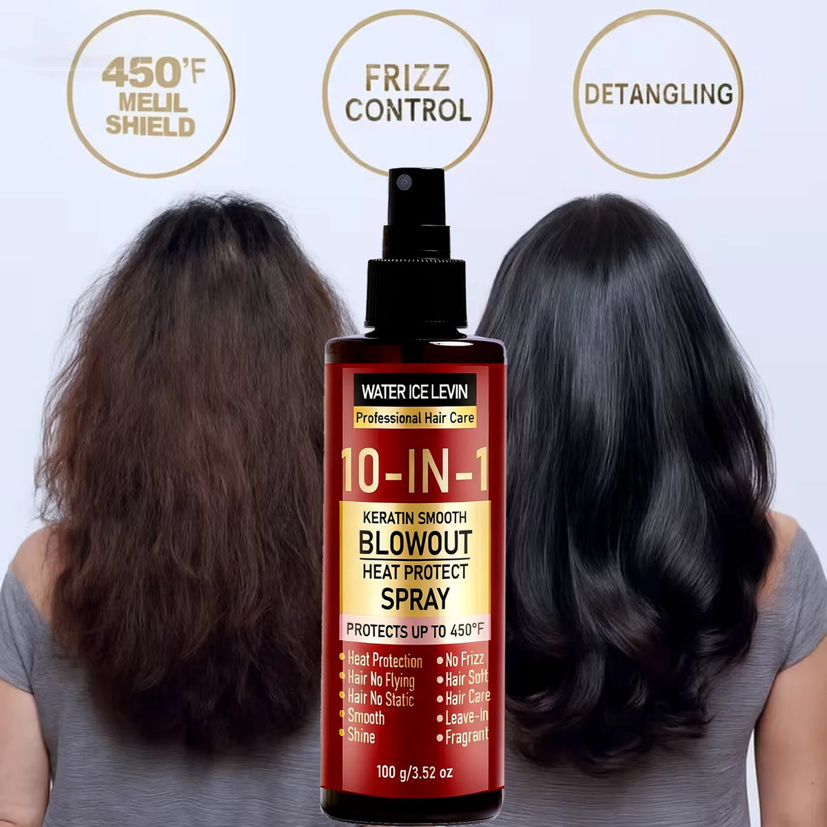 10-IN-1 Heat Protect Spray with Keratin, Collagen Hyaluronic Acid