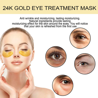 EELHOE 24k Gold Under Eye Patches 60 Pcs Eye Mask Pure Gold