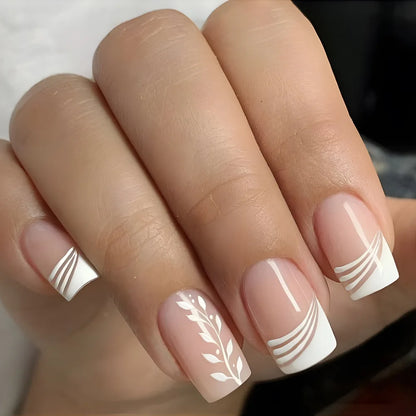 Nude White Gradient Square Press-On Nails