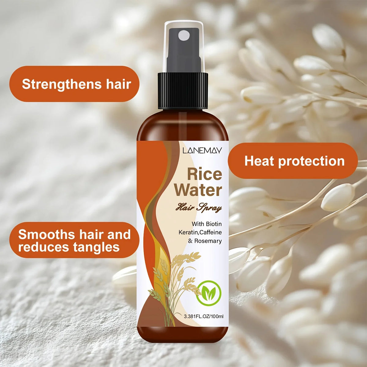 Rice Water Hair Spray - with Biotin, Keratin, Caffeine